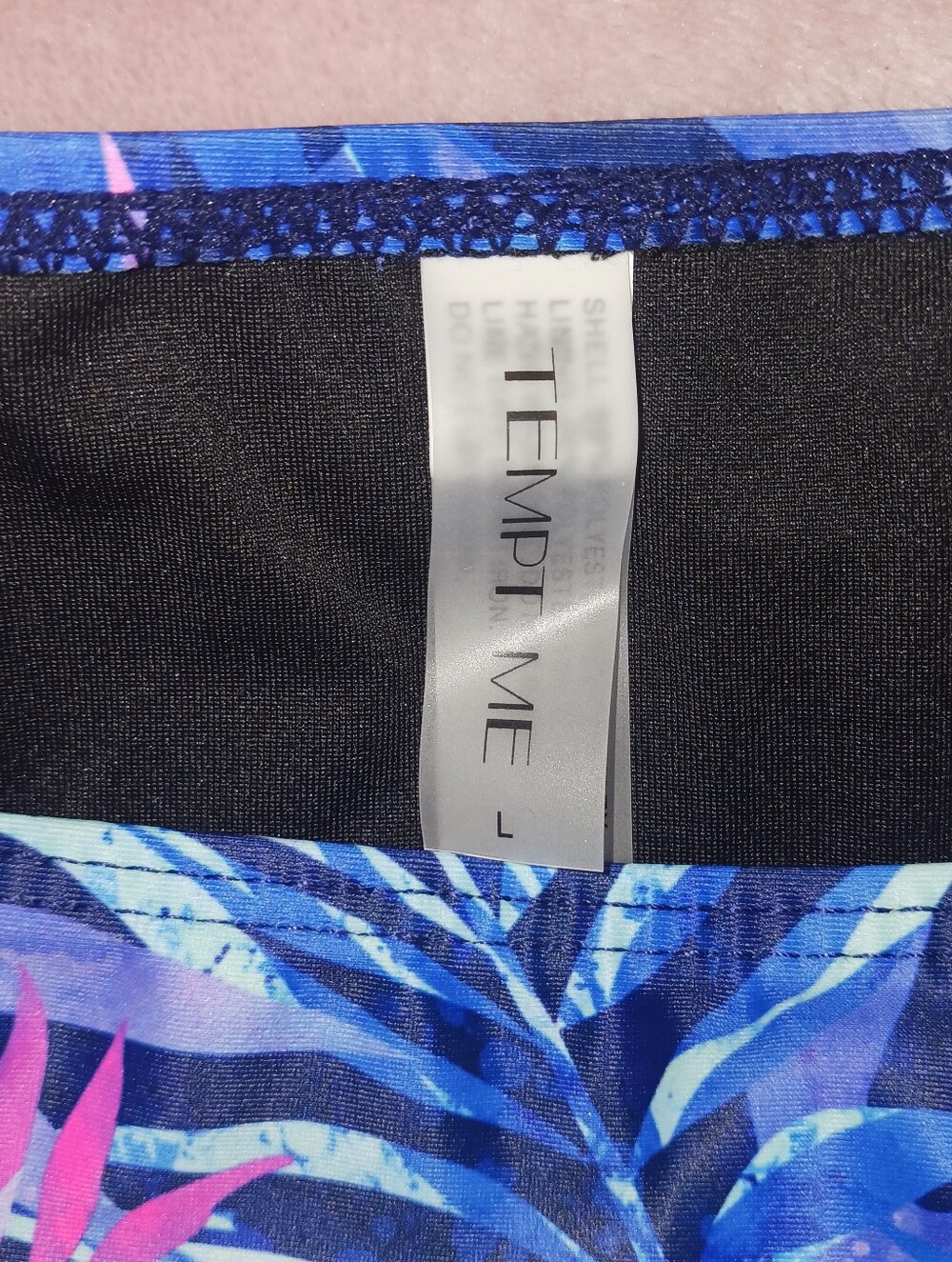 Tempt Me Tropical Leaf Blue & Pink Bikini Set Size Large - Picture 4 of 4
